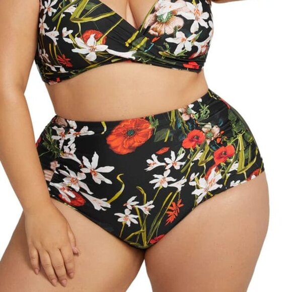 NWT Artesands Raphael High Waist Rouched Bikini Bottom in Wander Lost Size 14+ - Picture 1 of 6